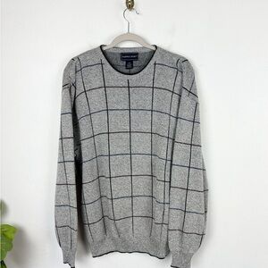 Vintage 90s Fairway Sport Windowpane Plaid Print Grandpa Sweater Sz L